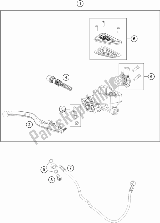 All parts for the Front Brake Control of the KTM 790 Adventure R-CKD W/O Engine 2021