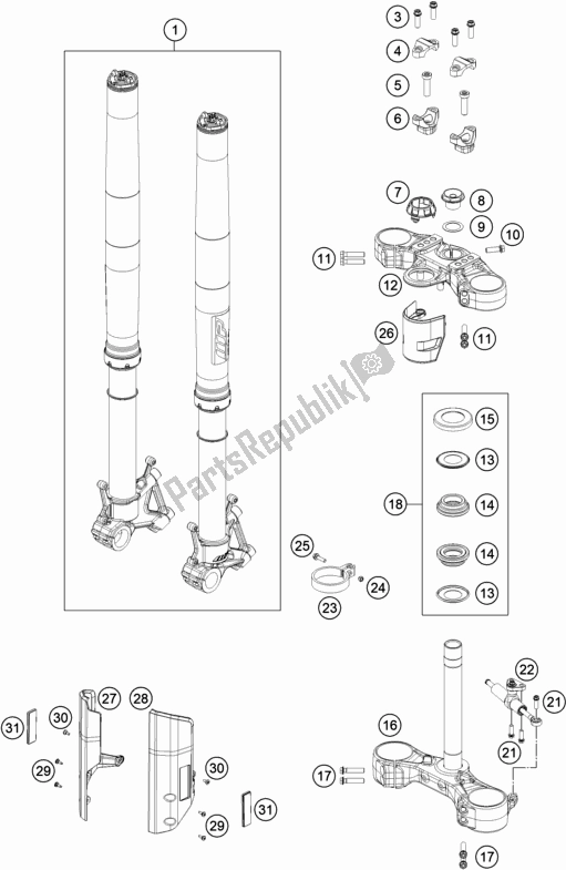 Toutes les pièces pour le Fourche Avant, Triple Serrage du KTM 790 Adventure R-CKD W/O Engine 2021
