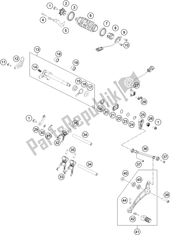 Todas as partes de Mecanismo De Mudança do KTM 790 Adventure R-CKD W/O Engine 2021
