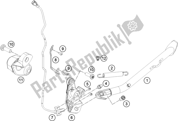 Todas as partes de Suporte Lateral / Central do KTM 790 Adventure R-CKD W/O Engine 2021