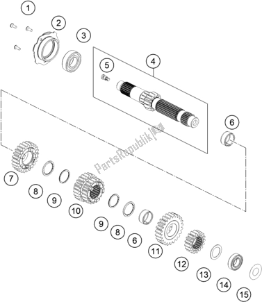 All parts for the Transmission I - Main Shaft of the KTM 790 Adventure R-CKD W/O Engine 2021