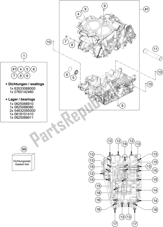 Tutte le parti per il Cassa Del Motore del KTM 790 Adventure R-IKD 2021