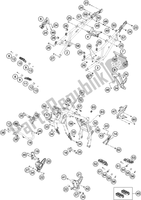 All parts for the Frame of the KTM 790 Adventure R-IKD 2021