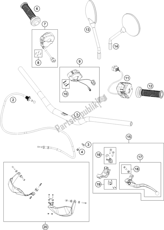 All parts for the Handlebar, Controls of the KTM 790 Adventure R-IKD 2021