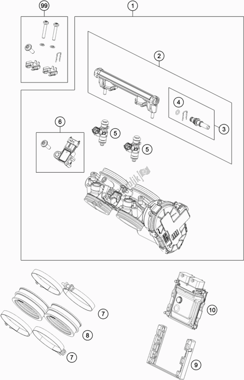 All parts for the Throttle Body of the KTM 790 Adventure R-IKD 2021