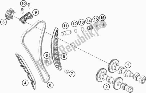 All parts for the Timing Drive of the KTM 790 Adventure R-IKD 2021