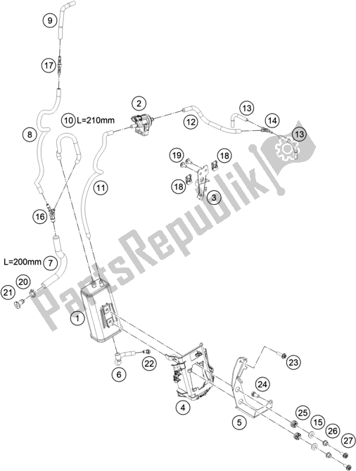 Tutte le parti per il Contenitore Per Evaporazione del KTM 790 Adventure R 2020