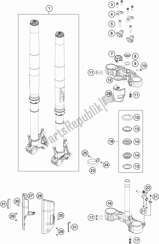 Tutte le parti per il Forcella Anteriore, Pinza Tripla del KTM 790 Adventure R 2020