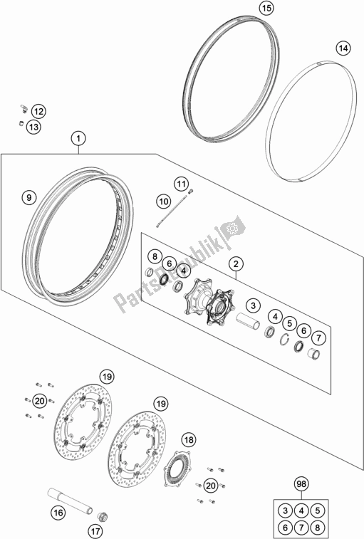 Alle onderdelen voor de Voorwiel van de KTM 790 Adventure R 2020