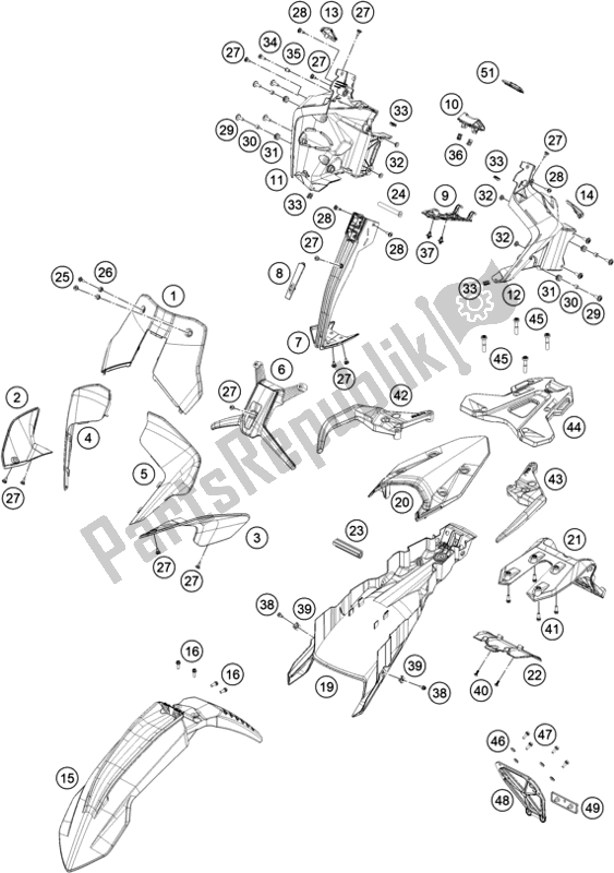 Tutte le parti per il Maschera, Parafanghi del KTM 790 Adventure R 2021
