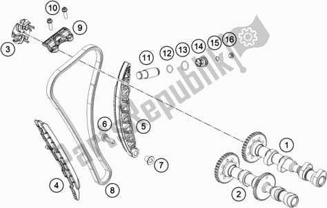 All parts for the Timing Drive of the KTM 790 Adventure R 2021