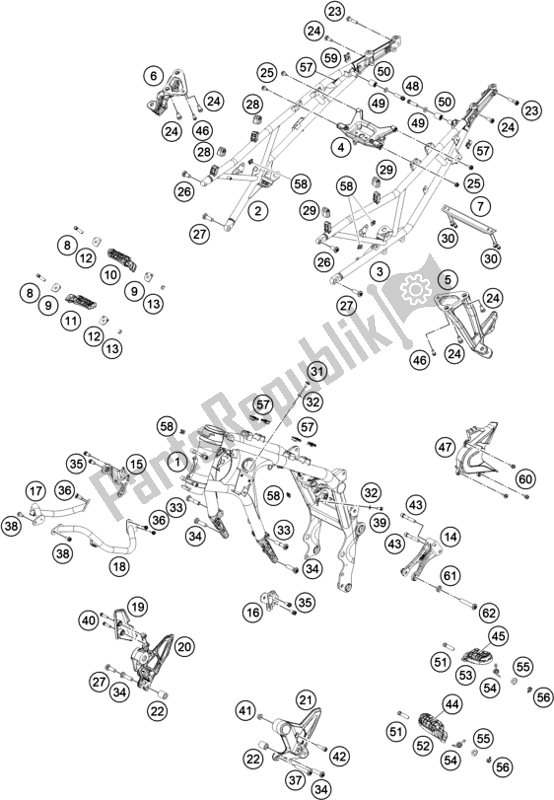 All parts for the Frame of the KTM 790 Adventure R EU 2019