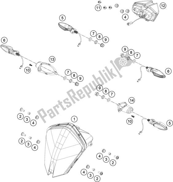 All parts for the Lighting System of the KTM 790 Adventure R EU 2019