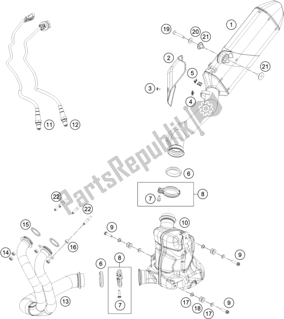 Todas as partes de Sistema De Exaustão do KTM 790 Adventure R EU 2020