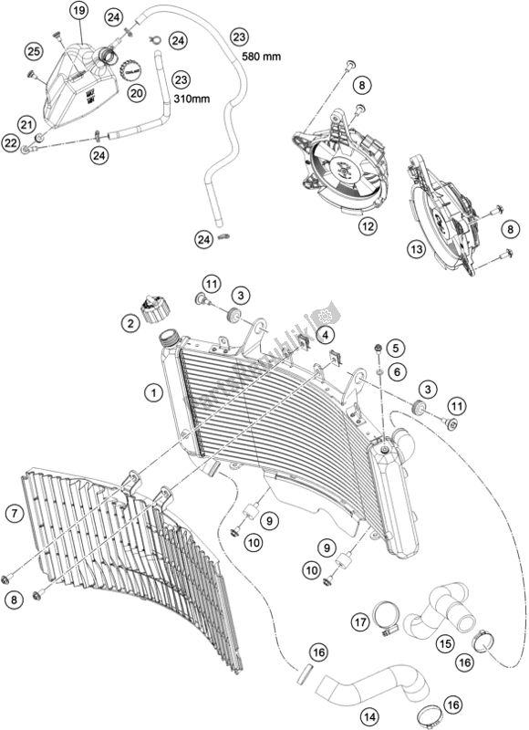 All parts for the Cooling System of the KTM 790 Adventure R Rally EU 2020