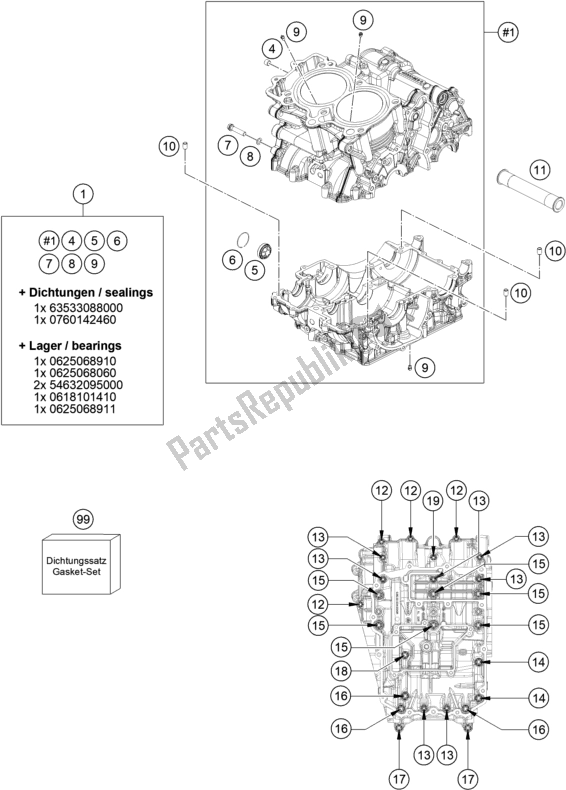 Tutte le parti per il Cassa Del Motore del KTM 790 Adventure R Rally EU 2020