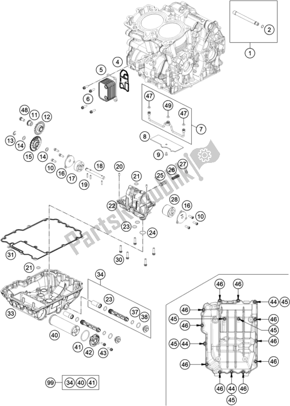 All parts for the Lubricating System of the KTM 790 Adventure R Rally US 2020