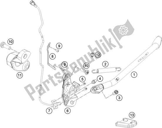 Tutte le parti per il Cavalletto Laterale / Centrale del KTM 790 Adventure R Rally US 2020