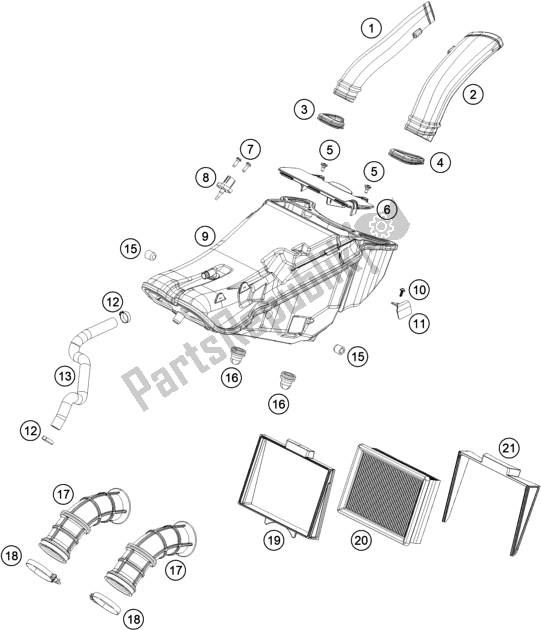 All parts for the Air Filter of the KTM 790 Adventure R US 2019