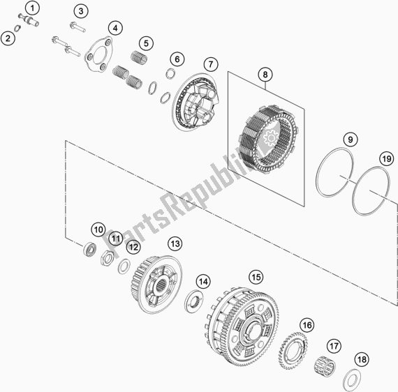 All parts for the Clutch of the KTM 790 Adventure R US 2019