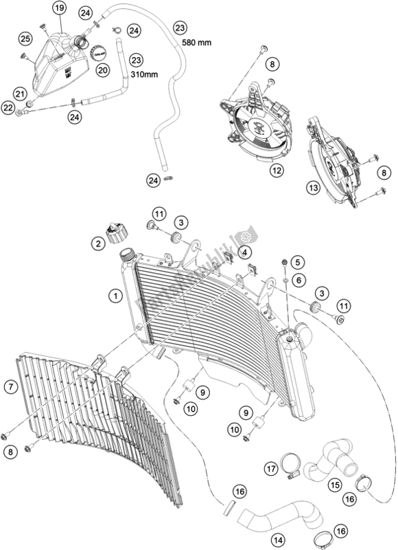 All parts for the Cooling System of the KTM 790 Adventure R US 2019