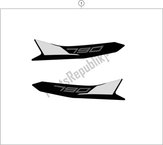 All parts for the Decal of the KTM 790 Adventure R US 2019