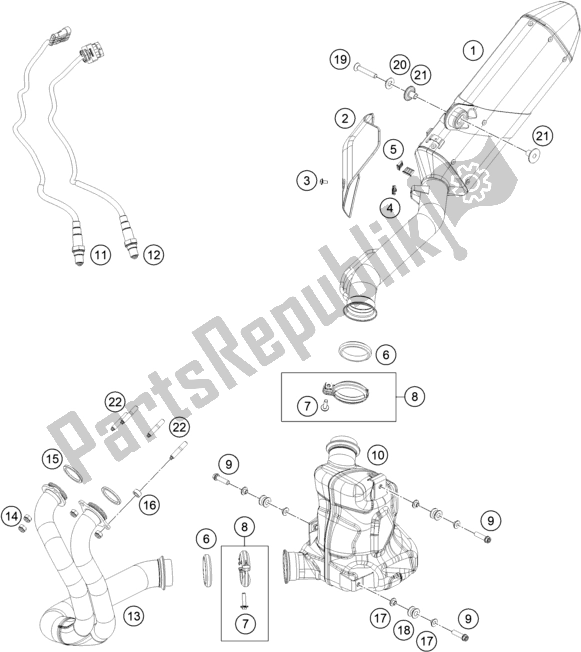 Todas las partes para Sistema De Escape de KTM 790 Adventure R US 2019