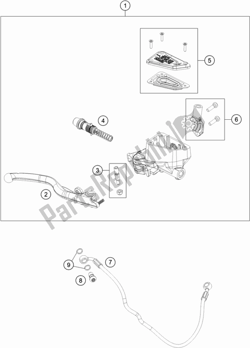 All parts for the Front Brake Control of the KTM 790 Adventure R US 2019