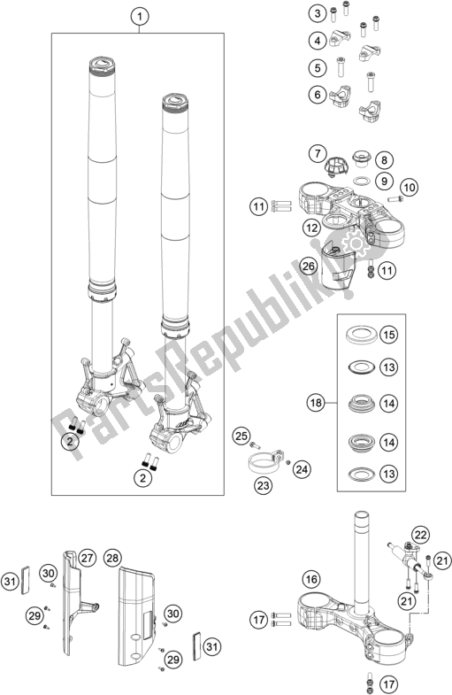 Tutte le parti per il Forcella Anteriore, Pinza Tripla del KTM 790 Adventure R US 2019