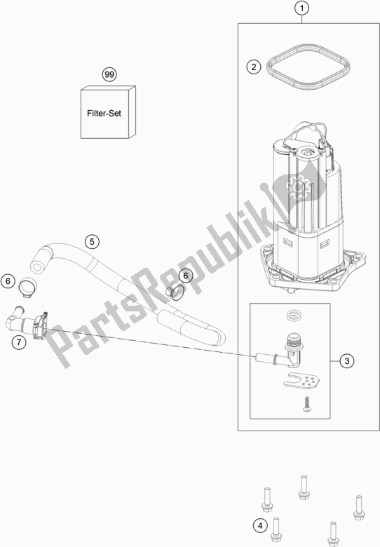 All parts for the Fuel Pump of the KTM 790 Adventure R US 2019