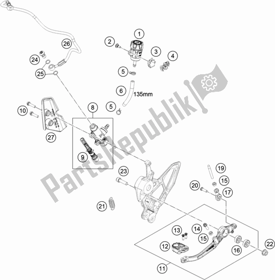 Todas as partes de Controle De Freio Traseiro do KTM 790 Adventure R US 2019