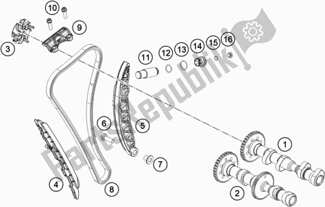 All parts for the Timing Drive of the KTM 790 Adventure R US 2019