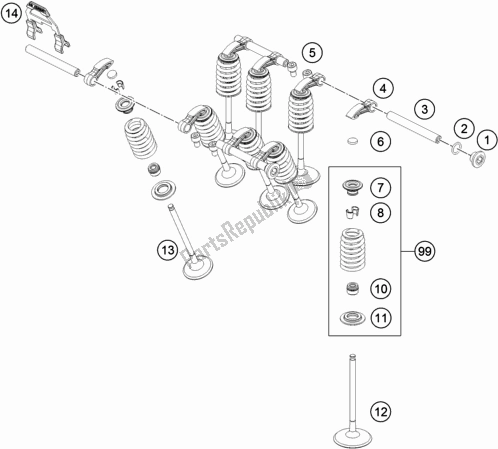 All parts for the Valve Drive of the KTM 790 Adventure R US 2019