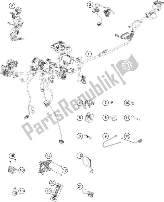 All parts for the Wiring Harness of the KTM 790 Adventure R US 2019