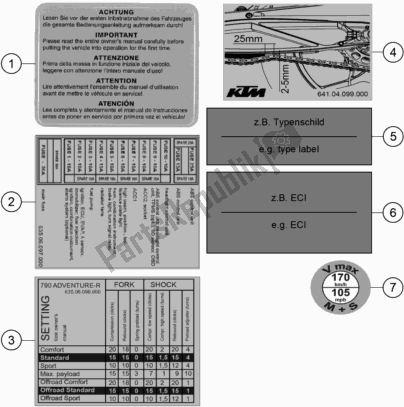 Todas las partes para Technic Information Sticker de KTM 790 Adventure R US 2020