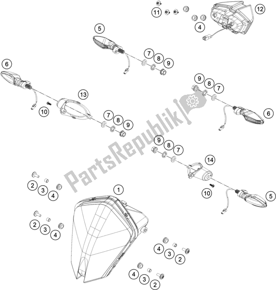 Tutte le parti per il Sistema Di Illuminazione del KTM 790 Adventure,white EU 2019