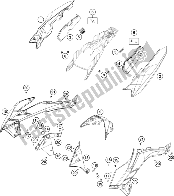 Todas las partes para Side Trim de KTM 790 Adventure,white EU 2019
