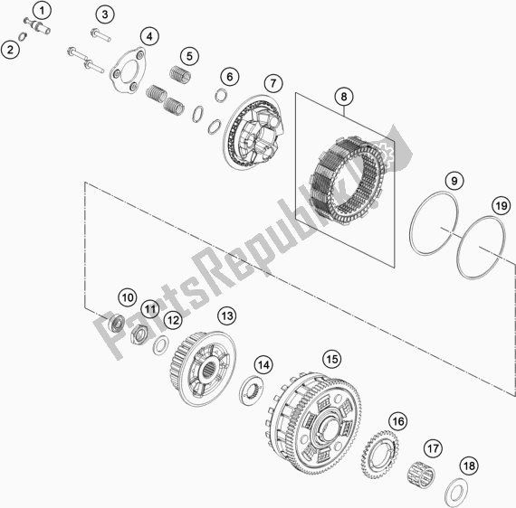 All parts for the Clutch of the KTM 790 Adventure,white EU 2020