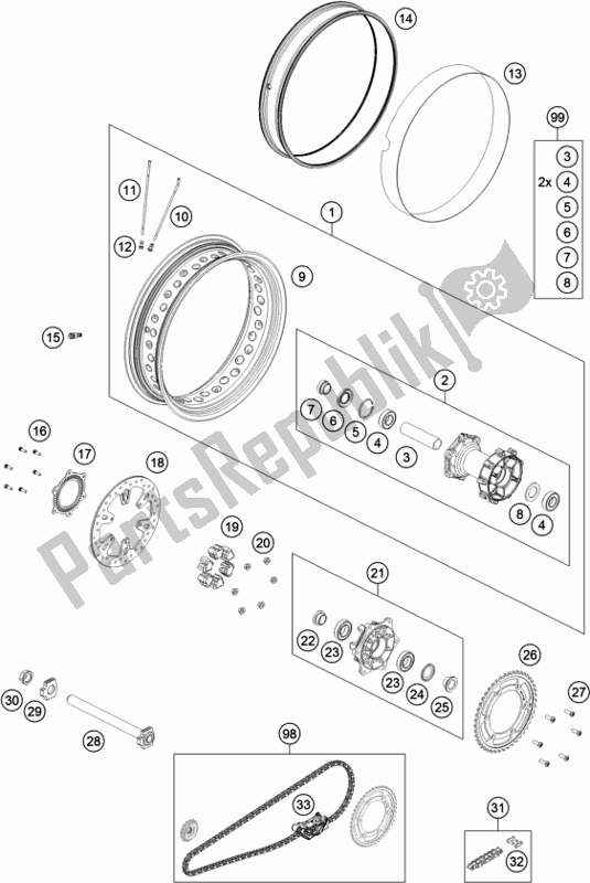 Toutes les pièces pour le Roue Arrière du KTM 790 Adventure,white EU 2020