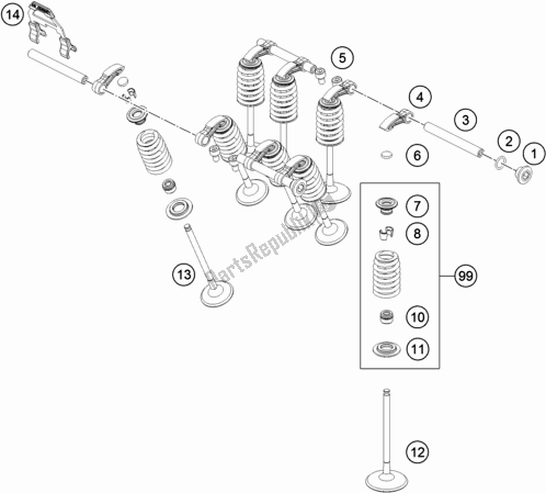Tutte le parti per il Azionamento Della Valvola del KTM 790 Adventure,white EU 2020