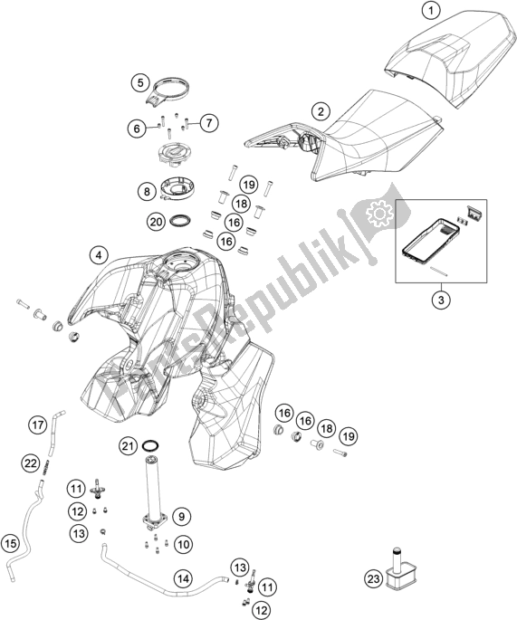 All parts for the Tank, Seat of the KTM 790 Adventure,white US 2019