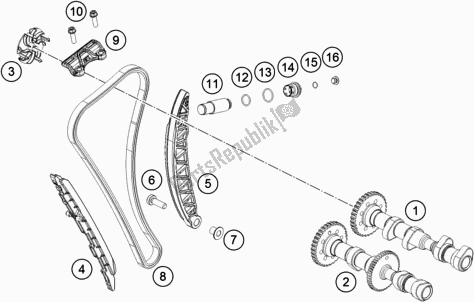 All parts for the Timing Drive of the KTM 790 Adventure,white US 2019