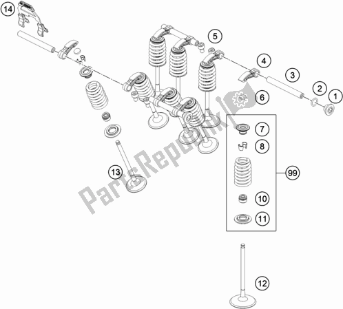 All parts for the Valve Drive of the KTM 790 Adventure,white US 2019