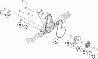 All parts for the Water Pump of the KTM 790 Adventure,white US 2019