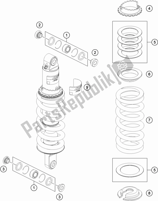 Tutte le parti per il Ammortizzatore Smontato del KTM 790 Adventure,white US 2020