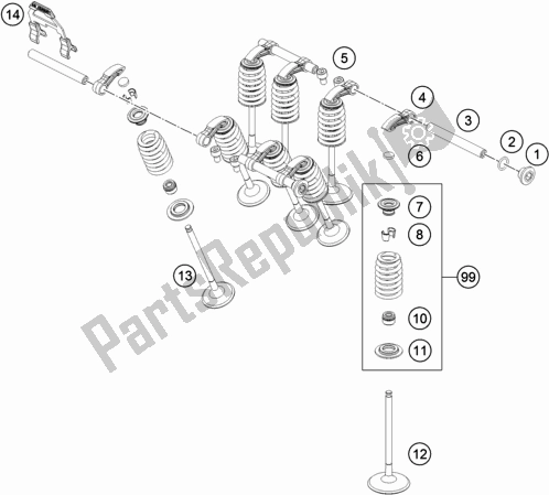 Tutte le parti per il Azionamento Della Valvola del KTM 790 Adventure,white US 2020