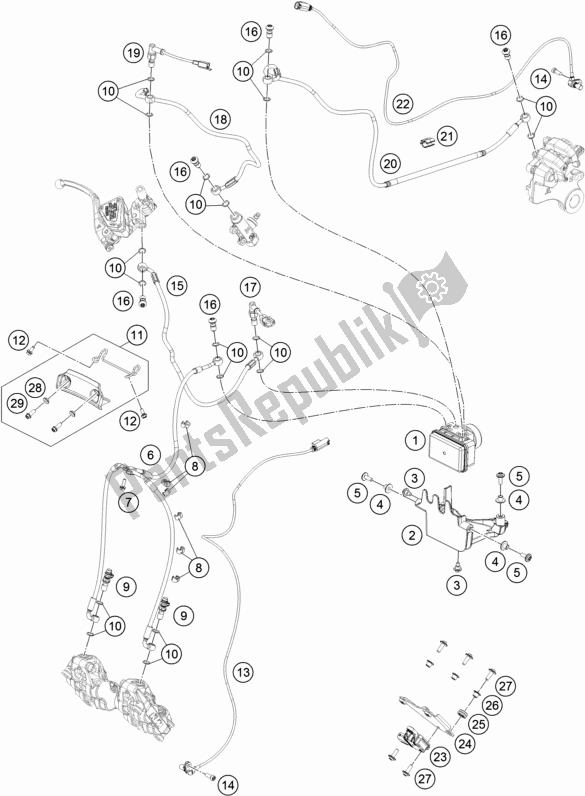 Tutte le parti per il Sistema Antibloccaggio Abs del KTM 790 Duke,black 2020