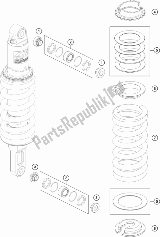 Todas as partes de Amortecedor Desmontado do KTM 790 Duke,black 2020