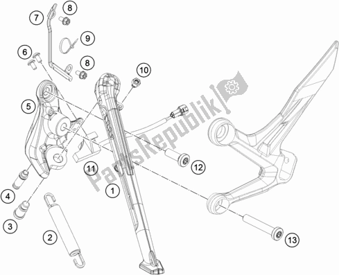 Tutte le parti per il Cavalletto Laterale / Centrale del KTM 790 Duke,black 2020