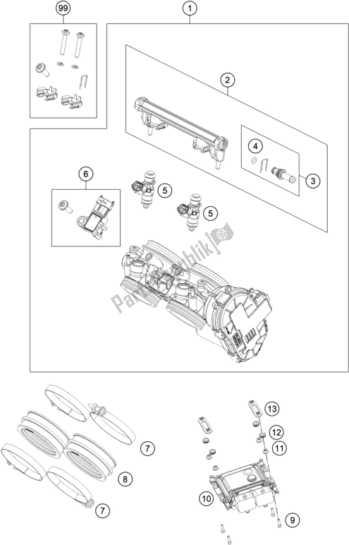 Tutte le parti per il Corpo Farfallato del KTM 790 Duke,black 2020